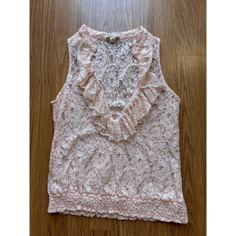 Y2K Blush Lace Sleeveless Blouse